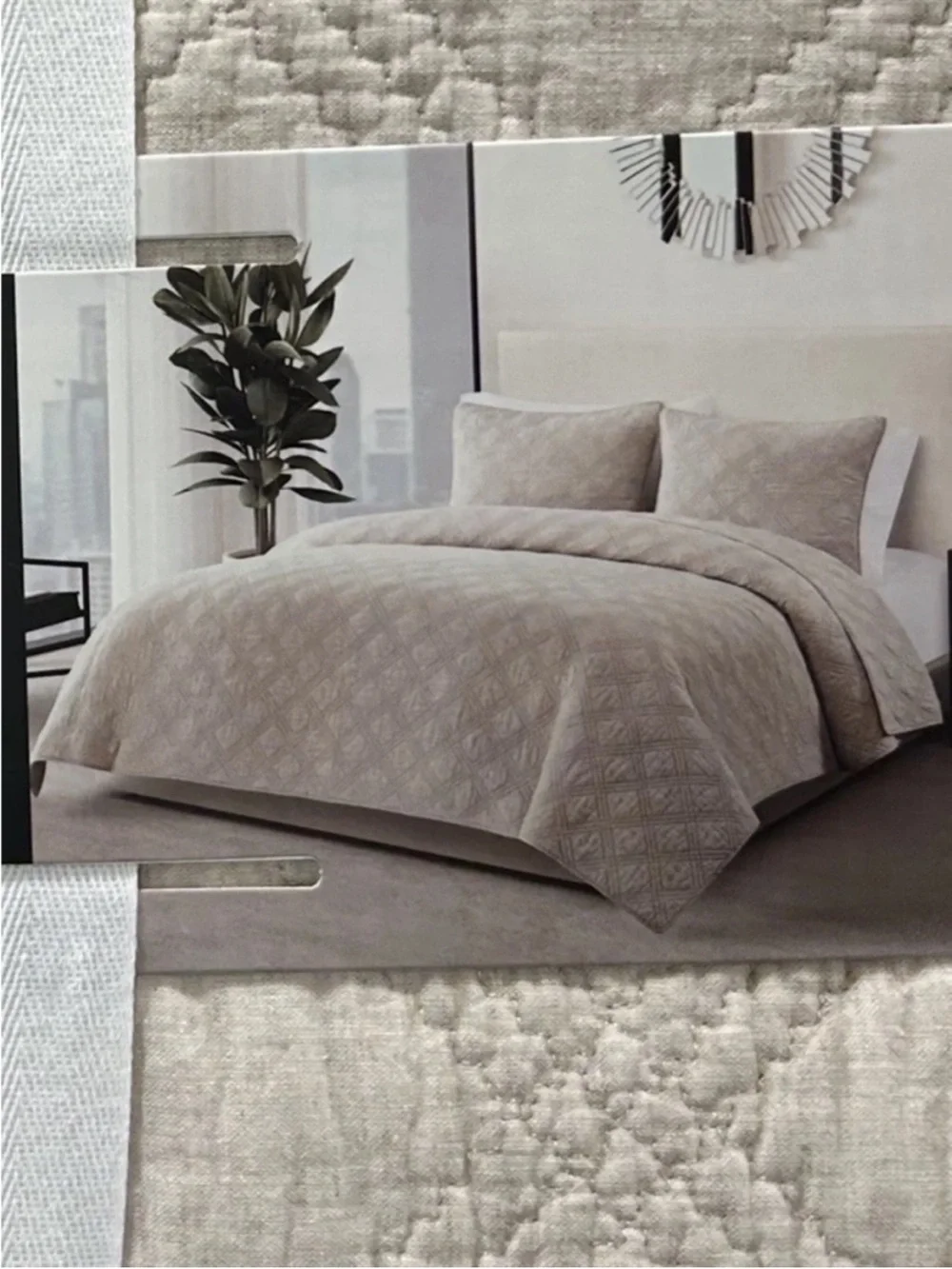 Tahari Natural Full/Queen Linen Cotton Blend Quilt European Grown Flax 88”x92”